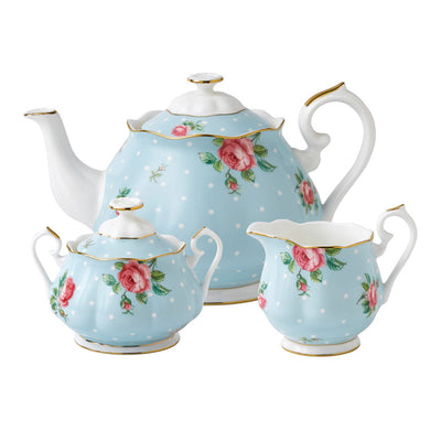 Polka Blue Teapot/ Sugar/ Creamer Set