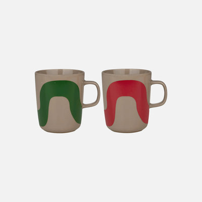 Oiva / Seireeni Mug 2,5 Dl, 2 Pcs - green, red