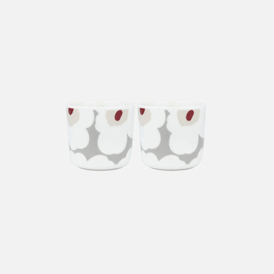 Oiva / Unikko Cup Set 2 Dl, Without Handle, 2 Pcs - grey, red