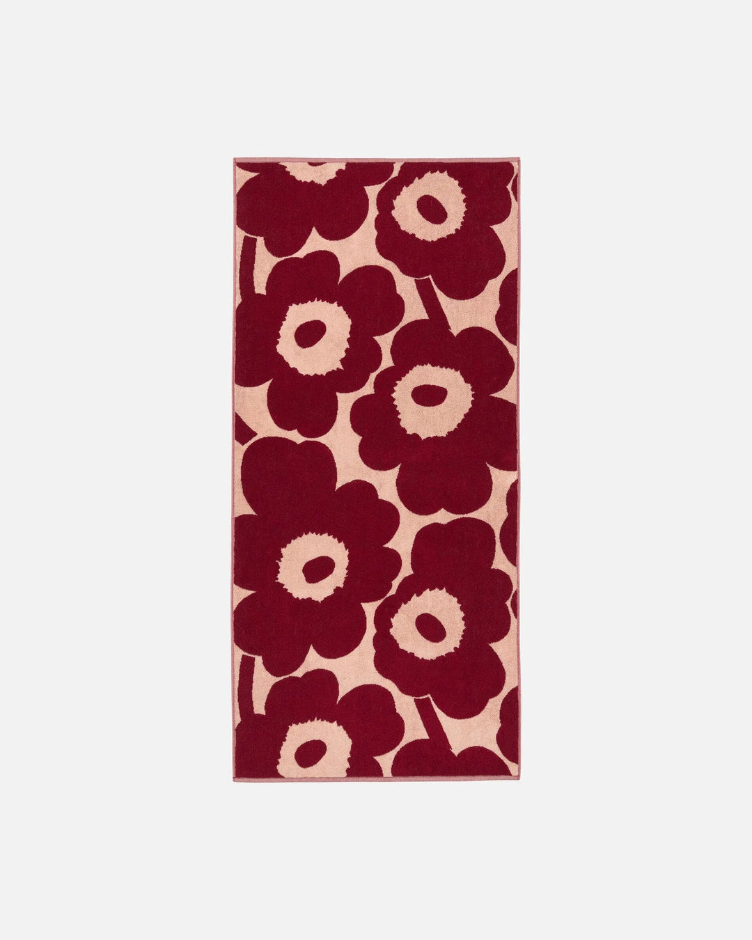 Unikko Bath Towel 70 X 150 Cm - pink, dark cherry