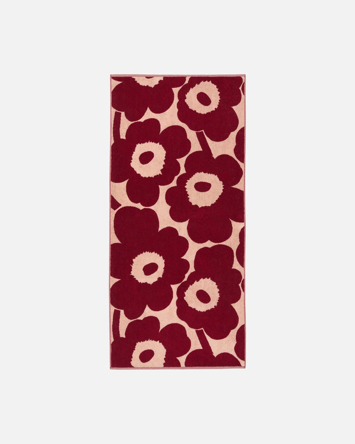 Unikko Bath Towel 70 X 150 Cm - pink, dark cherry