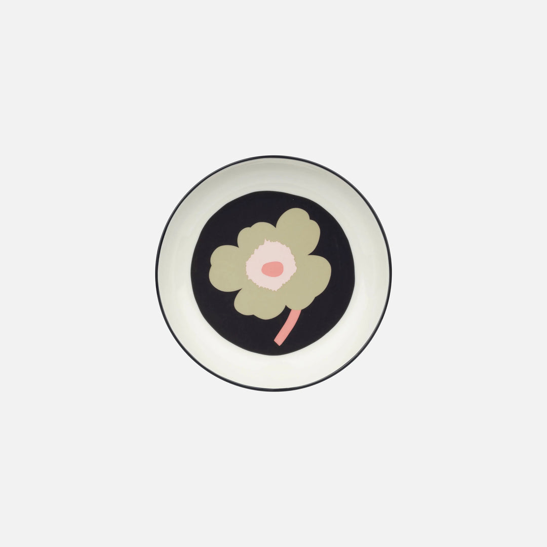 Oiva / Unikko Deep plate 20,5 cm - charcoal, pink