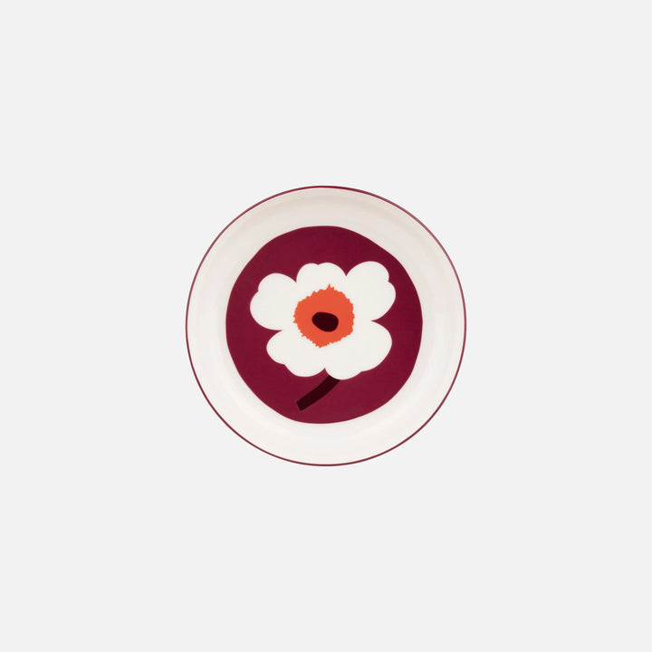 Oiva / Unikko plate 20,5 cm - burgundy