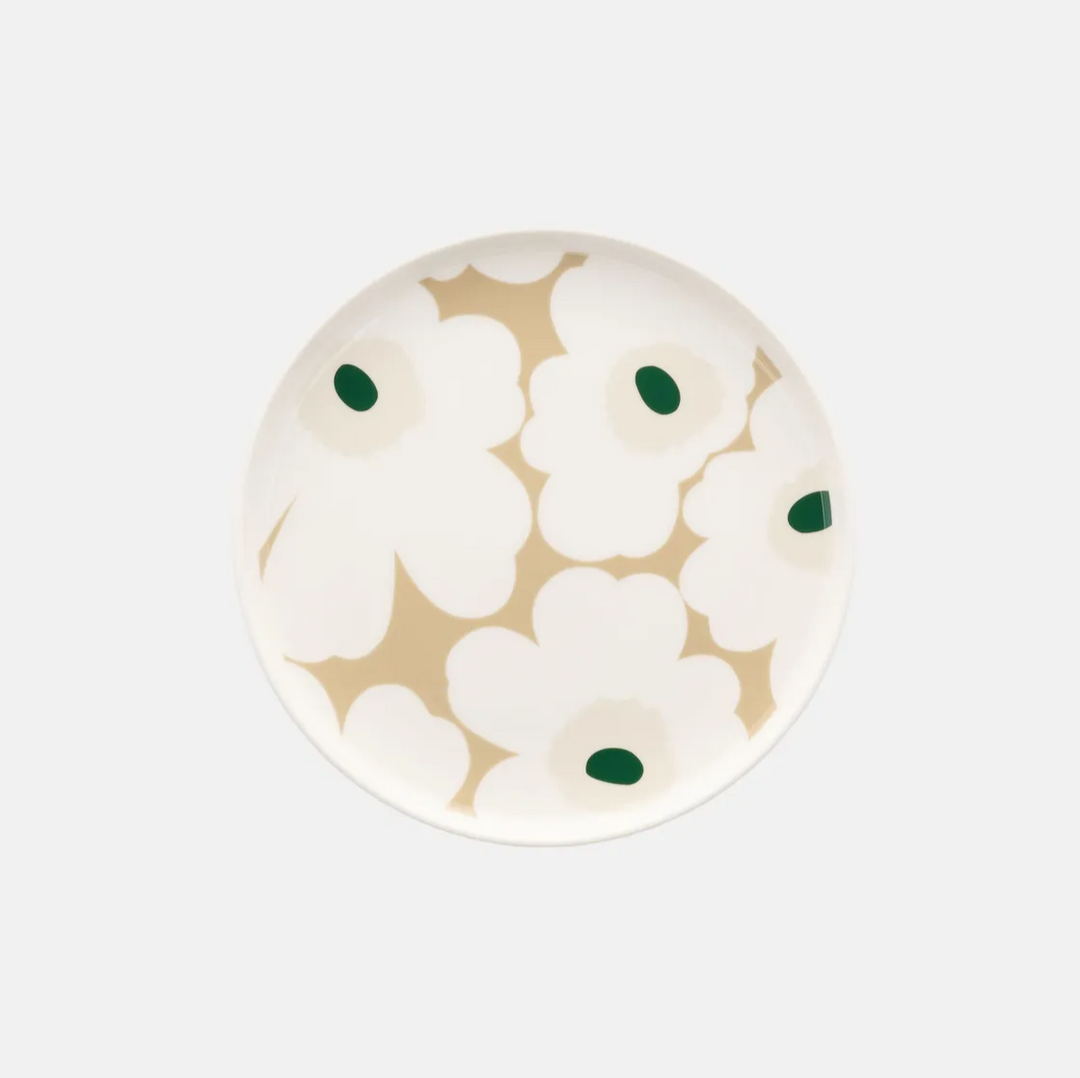 Oiva / Unikko Plate 20 cm - Beige and Green