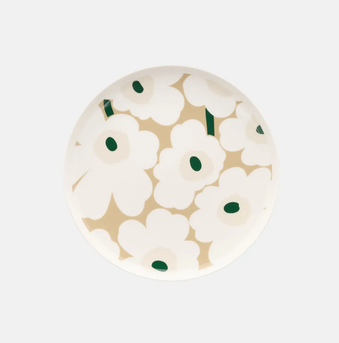 Oiva / Unikko Plate 25 cm - Beige and Green