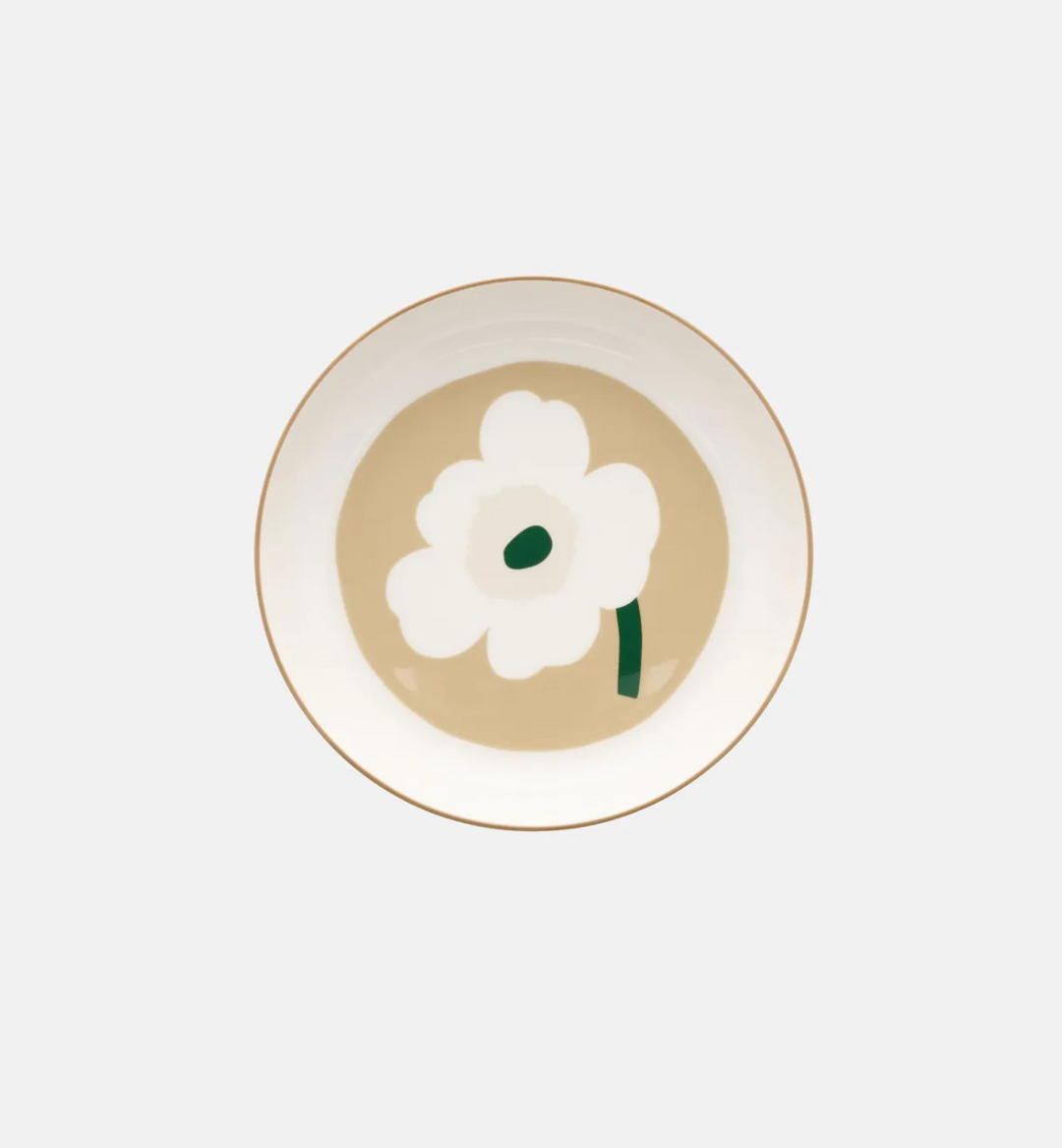 Oiva / Unikko Deep plate 20,5 cm - Beige and Green