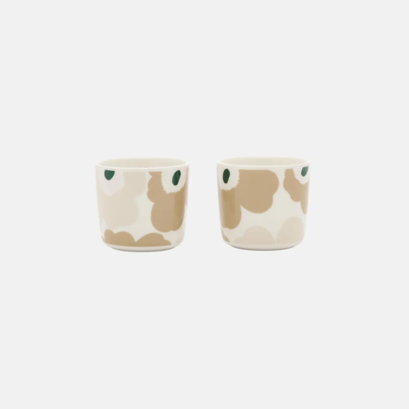 Oiva / Unikko Cup set 2dl/2pcs,without handle - white,beige,green