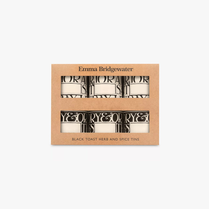 Black Toast Spice Tins Set 6
