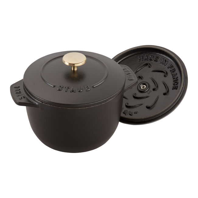Round Cast iron Rice Cocotte - 12cm/0.72L Black