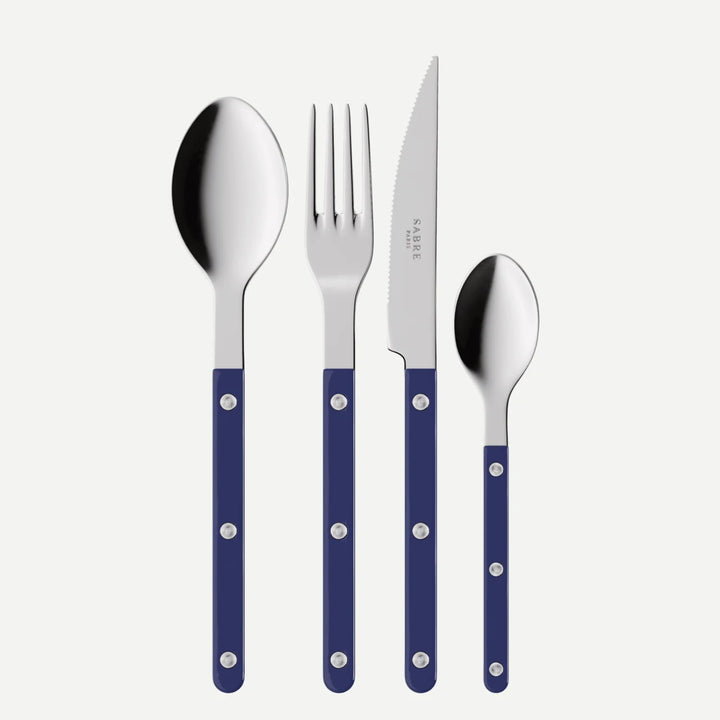 Bistrot shiny solid 4 pieces set - Navy blue