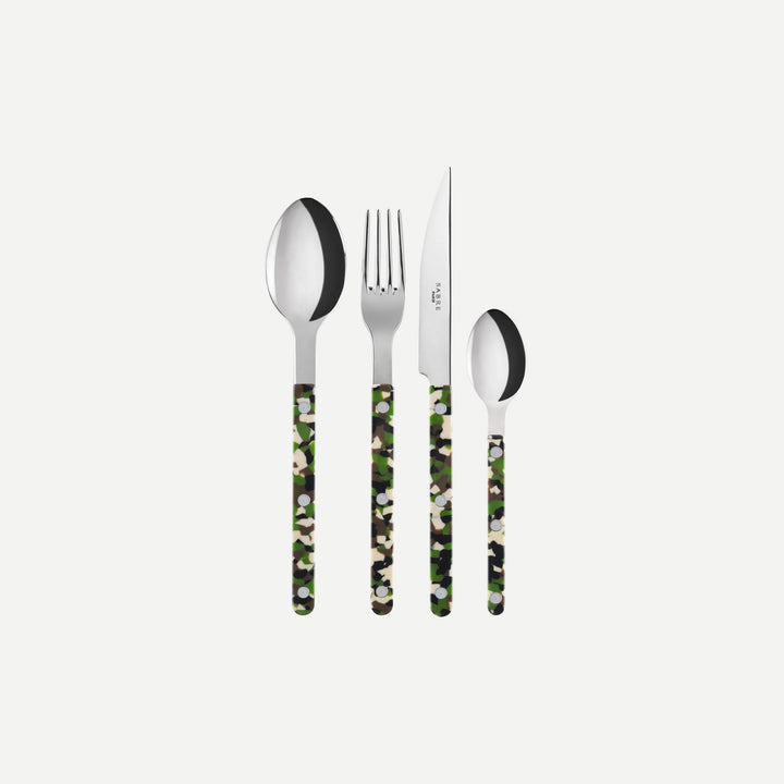 Bistrot shiny solid 4 pieces set - Camouflage, Green