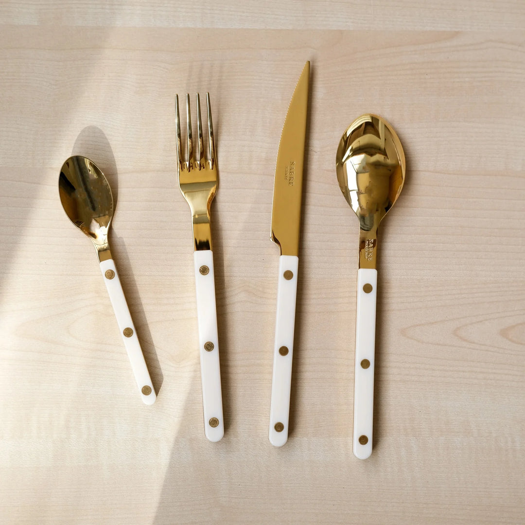 Bistrot Gold color Solid 4 pieces cutlery set - Ivory