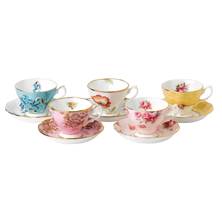 100 Years 10 Piece Set Cup & Saucer 1950-1990