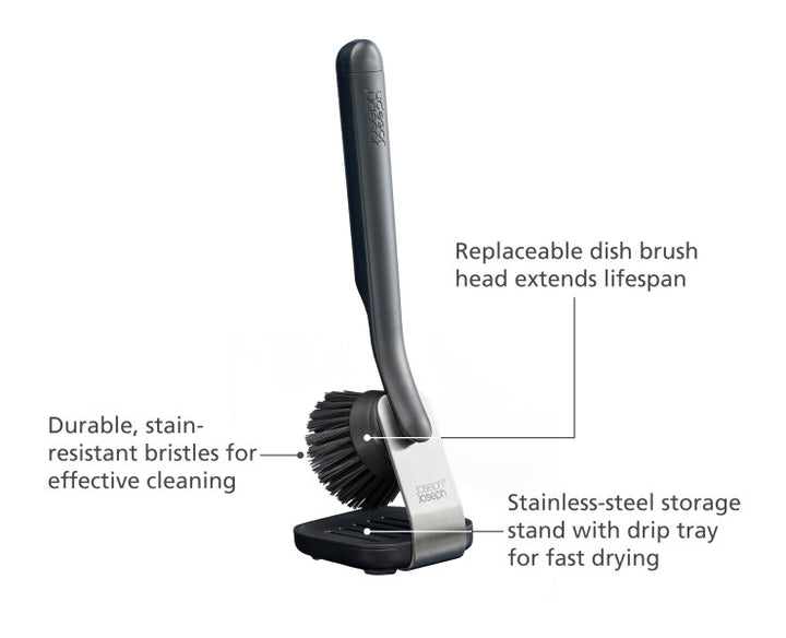 SinkTech Dish Brush with stainless-steel storage stand