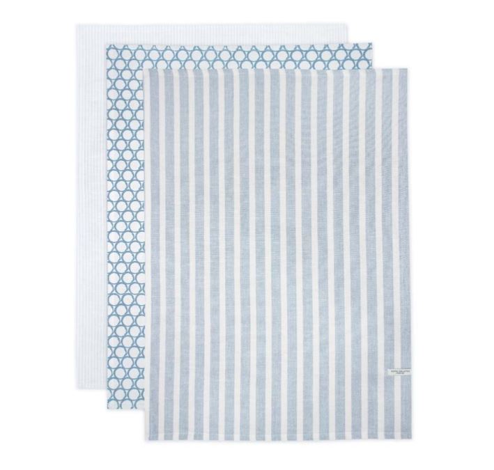 Royal Doulton Napery Pacific Blue Tea Towel Stripe PK3