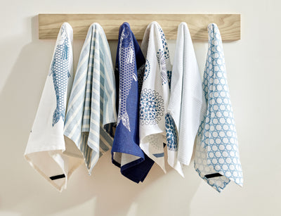 Royal Doulton Napery Pacific Blue Tea Towel Fish Navy PK3
