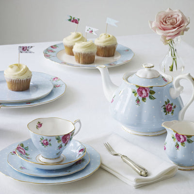 Polka Blue Vintage Teacup/ Saucer