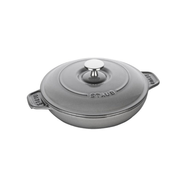 Round Cast iron Oven Dish with Lid  - 20cm/0.75L Grey