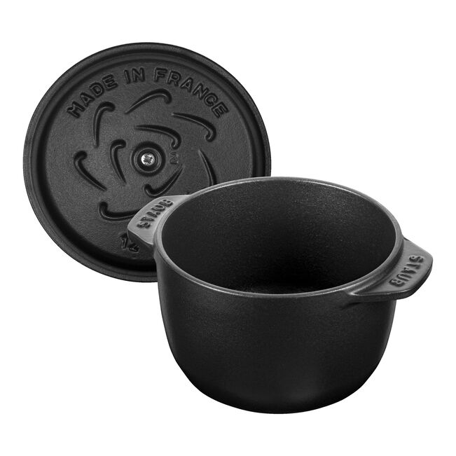 Round Cast iron Rice Cocotte - 12cm/0.72L Black