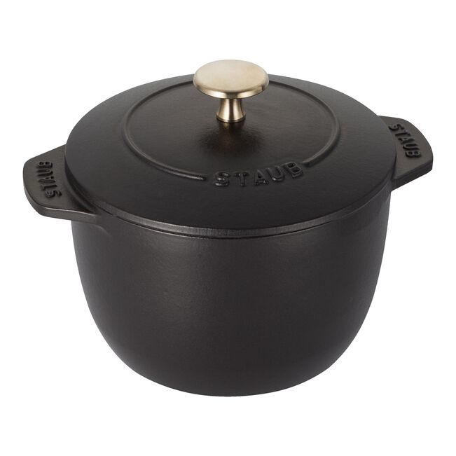 Round Cast iron Rice Cocotte - 16cm/1.75L Black