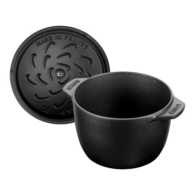 Round Cast iron Rice Cocotte - 16cm/1.75L Black