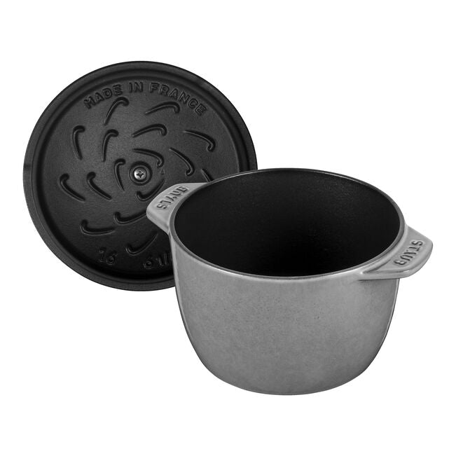 Round Cast iron Rice Cocotte - 16cm/1.75L Grey