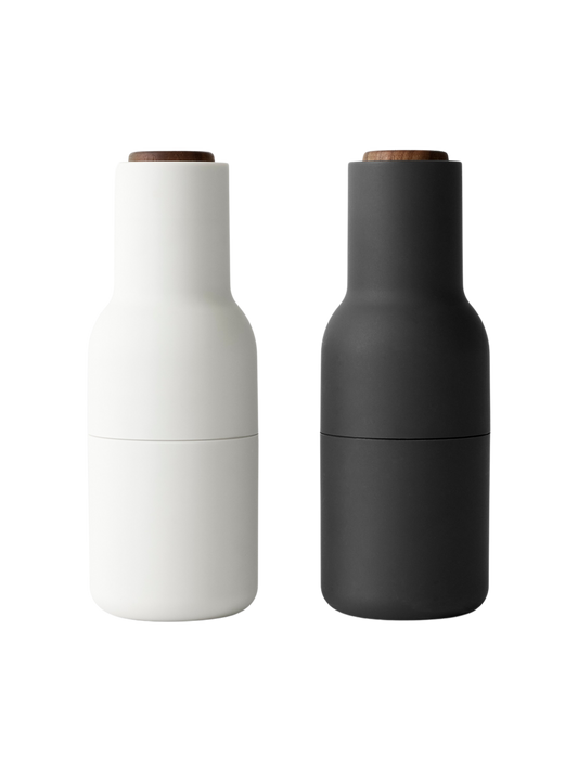 Salt & Pepper Bottle Grinder w. Walnut Lid - Ash/Carbon