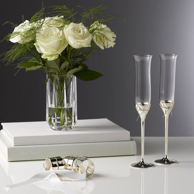 Vera Wang Wedgwood Love Knots Silver Toasting Flute Pair