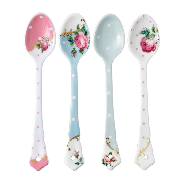 Tea Party Vintage Mix Set of 4 Ceramic Spoons