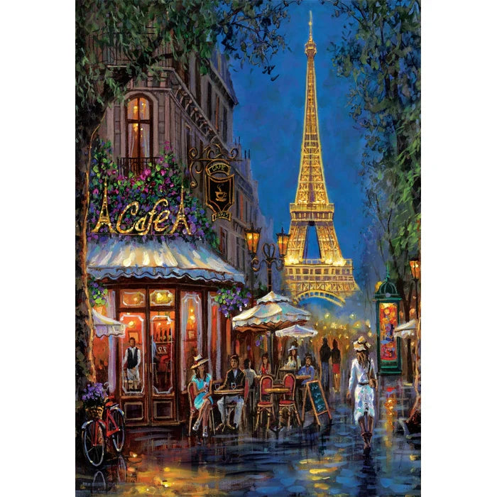 Night at the Eiffel Cafe - 500 Piece Jigsaw Puzzle