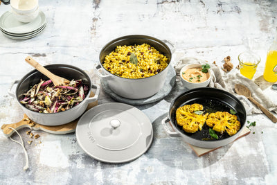 Stackables 3pc Cocotte + Braiser + Pan+ Lid 24 cm - White Truffle