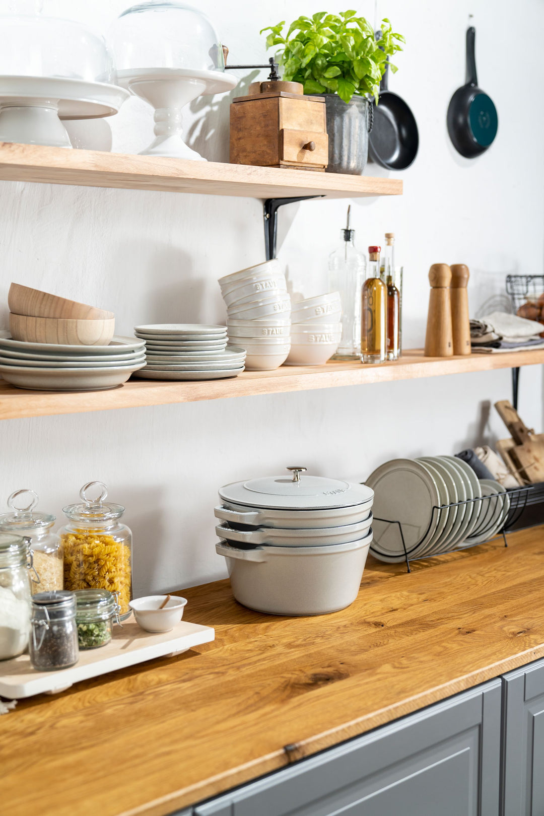 Stackables 3pc Cocotte + Braiser + Pan+ Lid 24 cm - White Truffle