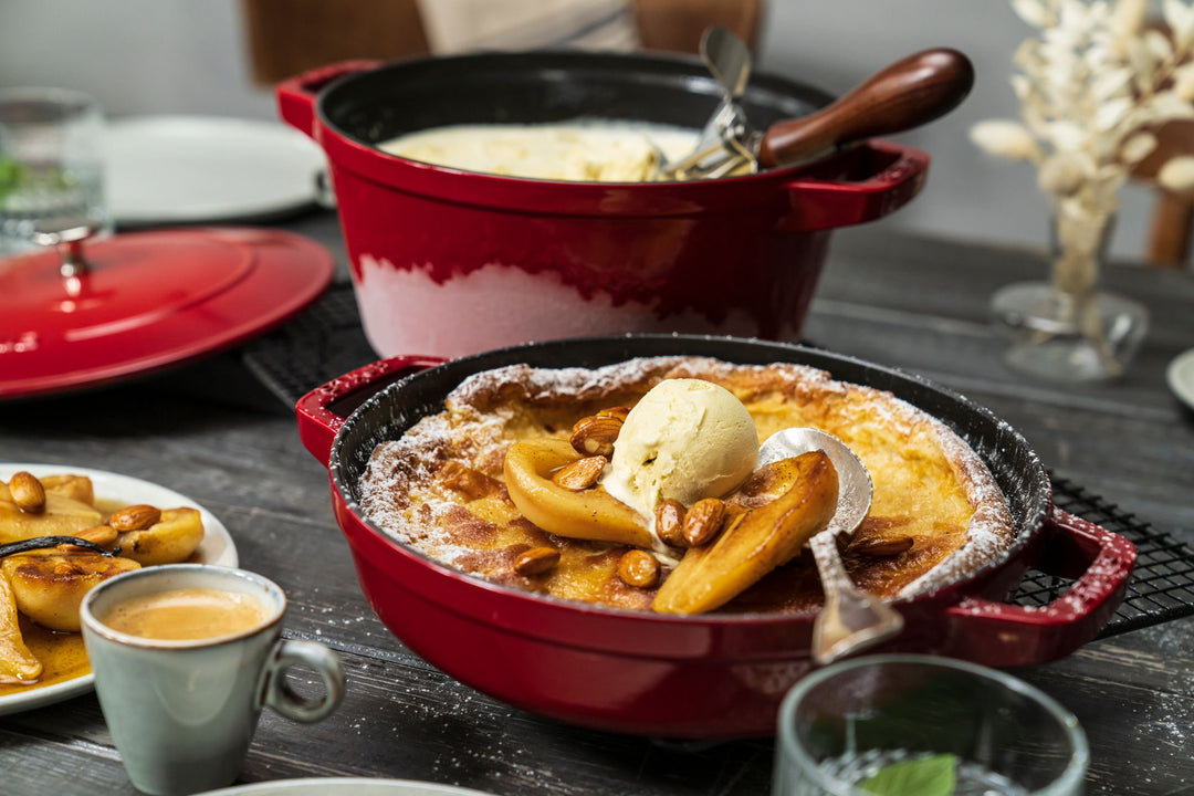 Stackable 3pc Cocotte + Braiser + Pan+ Lid 24 cm - Cherry Red