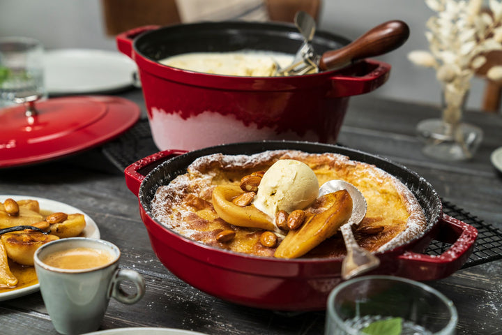 Stackable 3pc Cocotte + Braiser + Pan+ Lid 24 cm - Cherry Red