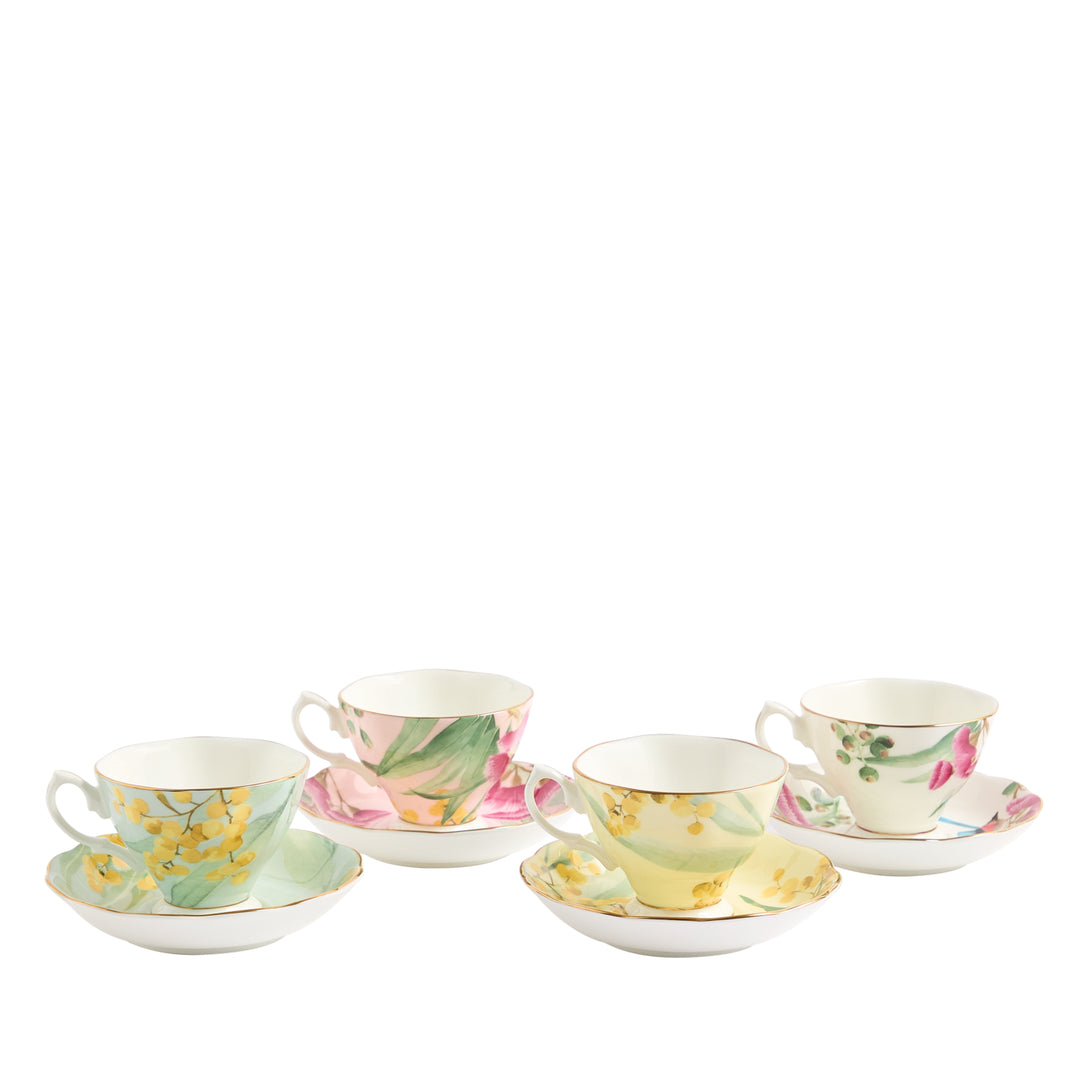 Royal Albert Miranda Kerr Australiana Teacup & Saucer Set of 4
