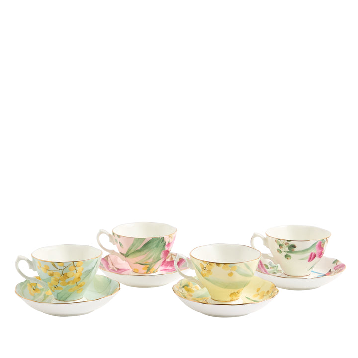 Royal Albert Miranda Kerr Australiana Teacup & Saucer Set of 4