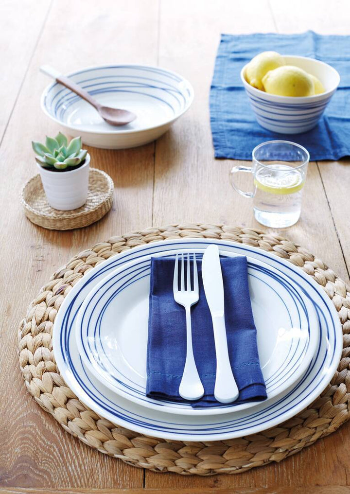 Pacific 16 Piece Dinnerware Set, Blue Lines