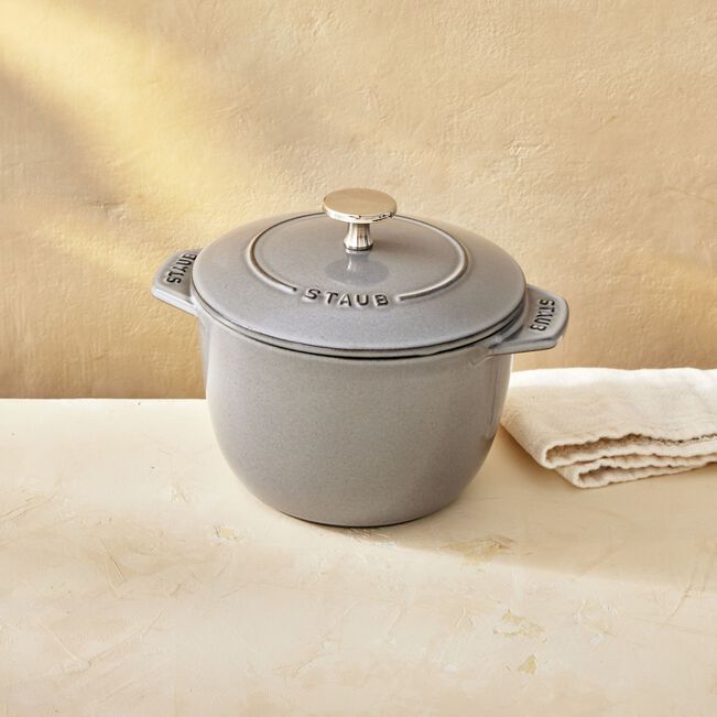Round Cast iron Rice Cocotte - 16cm/1.75L Grey