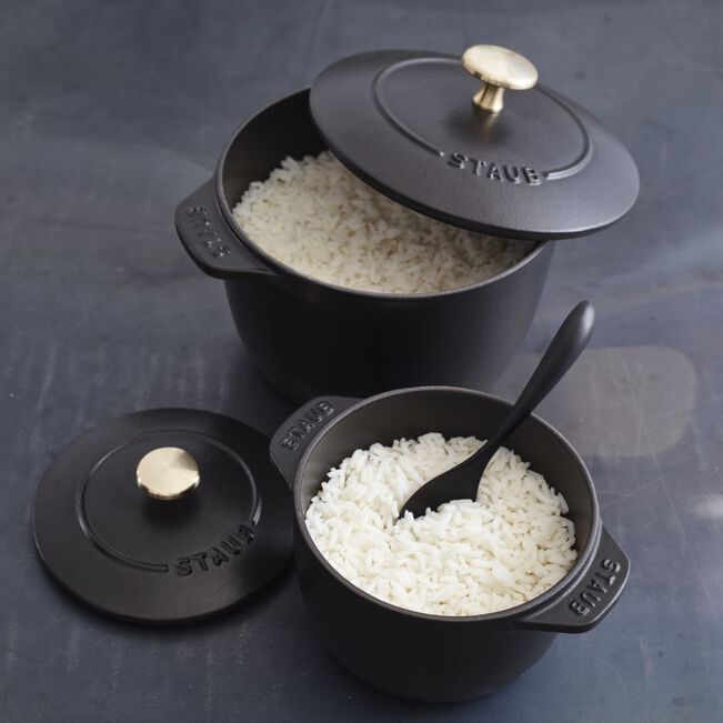 Round Cast iron Rice Cocotte - 16cm/1.75L Black