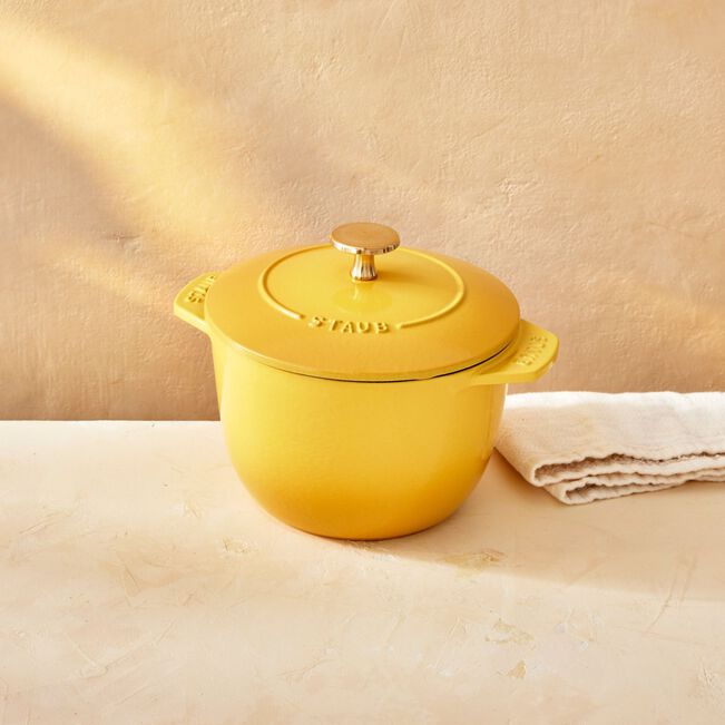 Round Cast iron Rice Cocotte - 16cm/1.75L Yellow