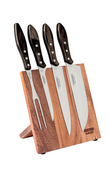 Churrasco Barbecue Knife Block  5 Piece - Brown