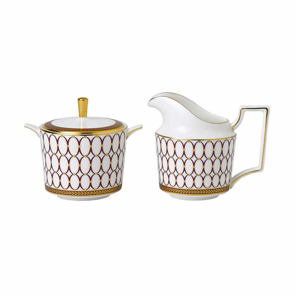 Wedgwood Renaissance Red Sugar & Creamer