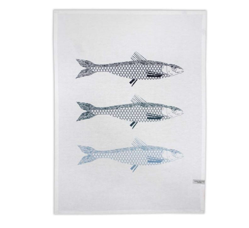 Royal Doulton Napery Pacific Blue Tea Towel Fish Navy PK3