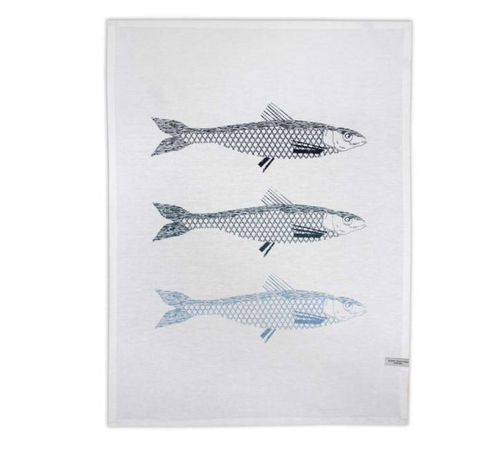 Royal Doulton Napery Pacific Blue Tea Towel Fish Navy PK3