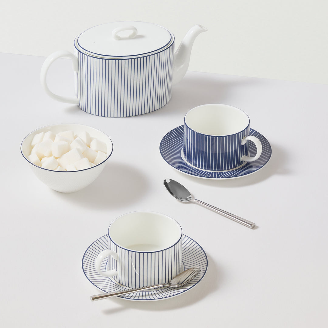 Gio Teacup Saucer Pinstripe Blue