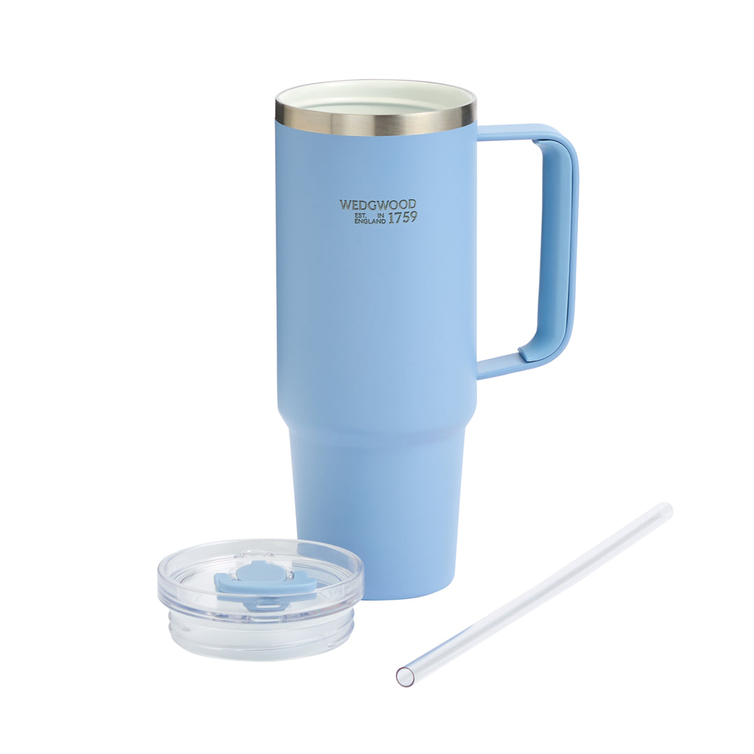 Wedgwood Tumbler with Straw Blue 888ml