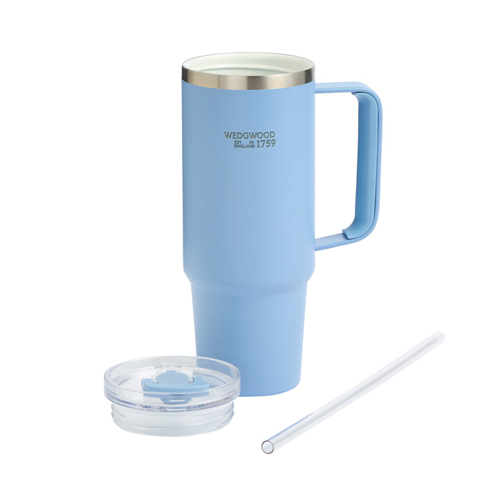 Wedgwood Tumbler with Straw Blue 888ml