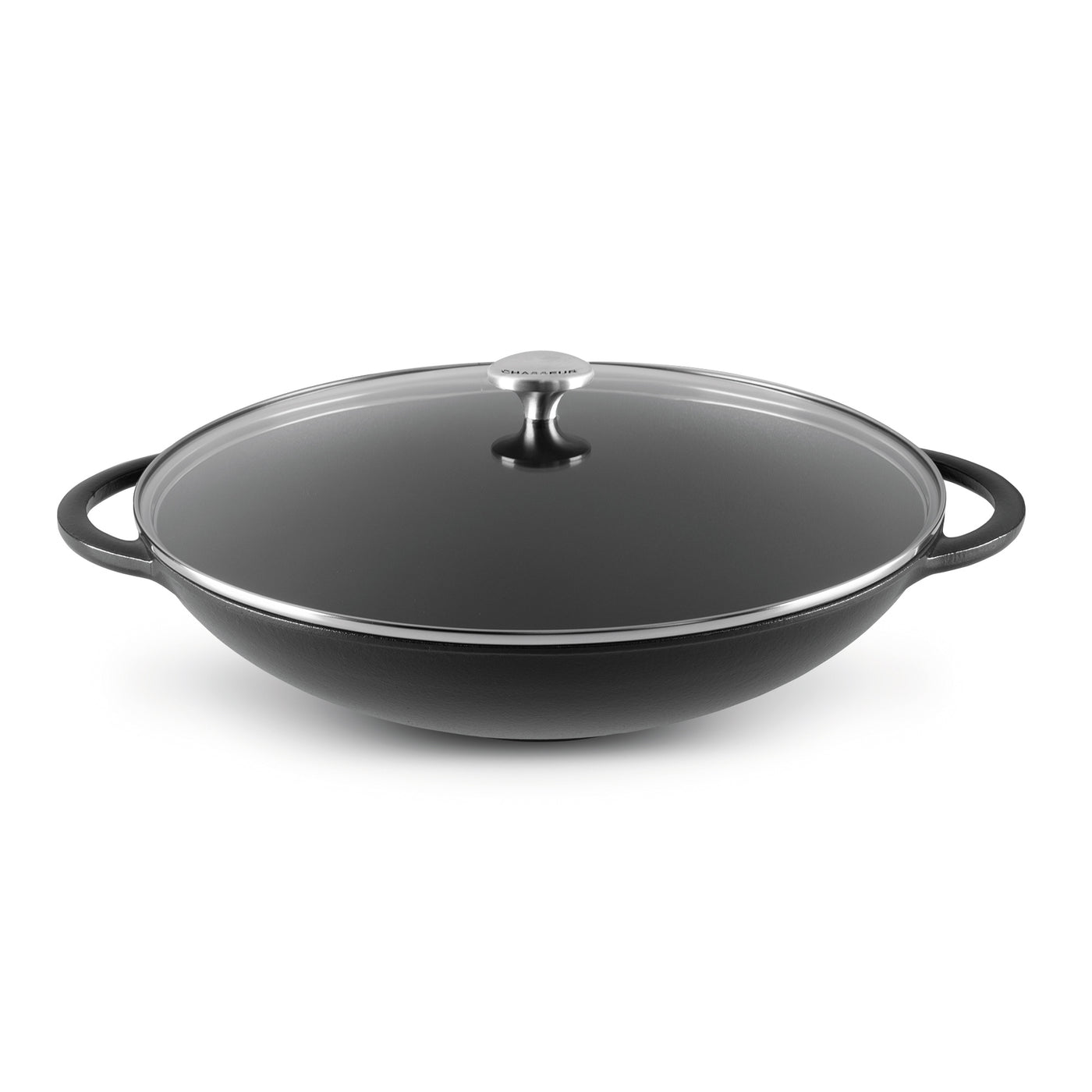 Wok37cm/4.5L+Glass Lid Matt Blk