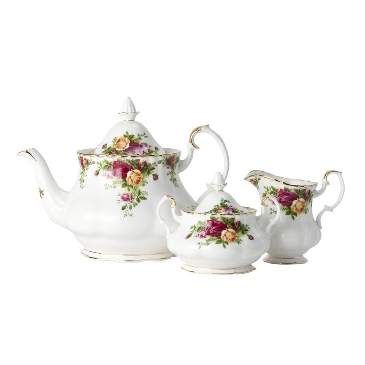 Old Country Roses Teapot/Sugar/Creamer Set