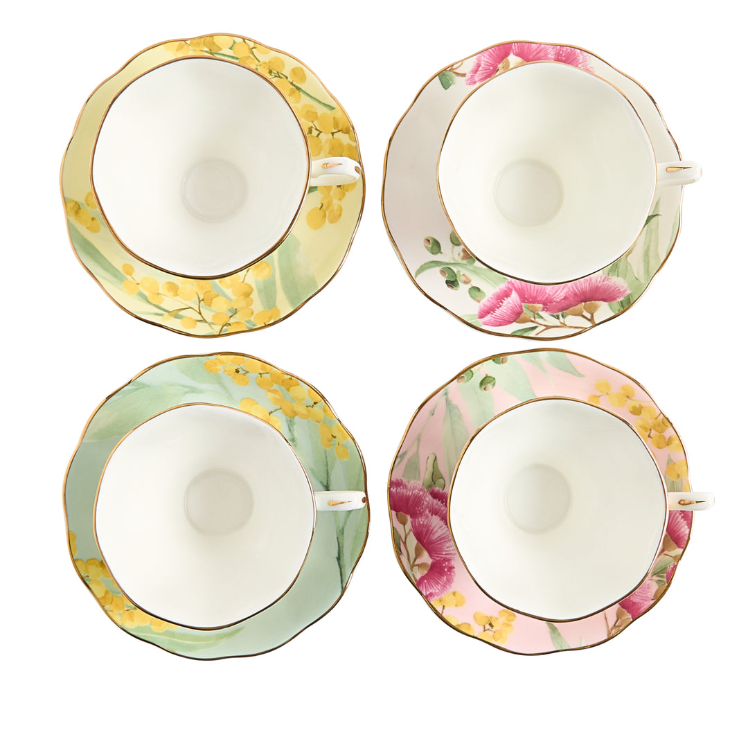 Royal Albert Miranda Kerr Australiana Teacup & Saucer Set of 4